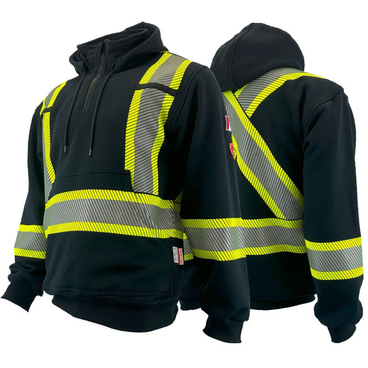 Atlas Guardian® FR/AR 1/4 Zip Black Hoodie 4" Stripe 4014BLK