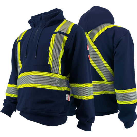 Atlas Guardian® FR/AR 1/4 Zip 4" Stripe Navy Blue Hoodie 4014NB