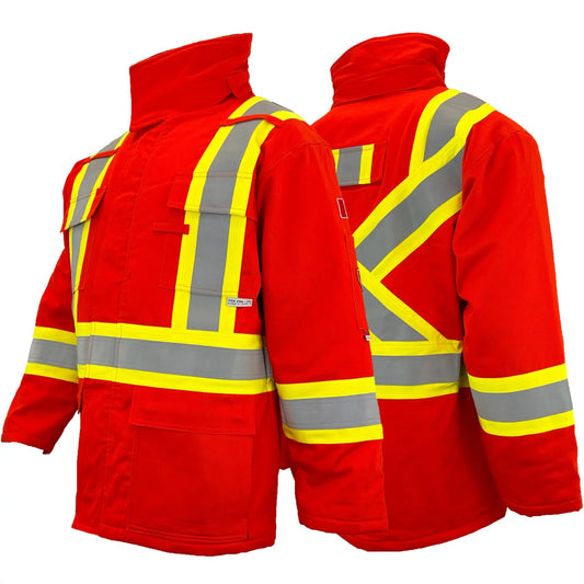 Atlas Guardian® FR/AR  3-In-1 Parka 4" Yellow Silver Stripe, Orange